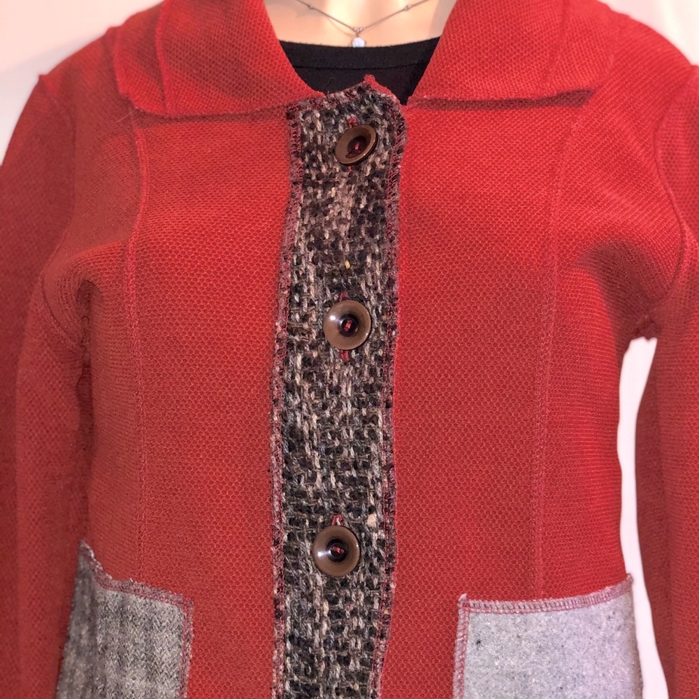 Cameleon 85% Wool Red Patchwork Coat